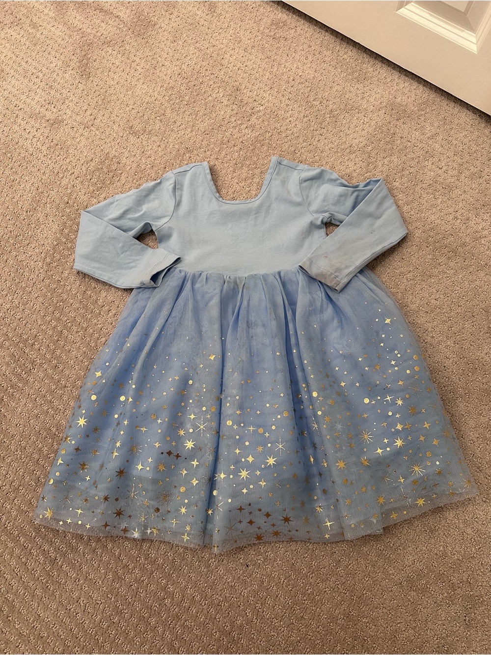 Hanna Andersson Blue Gold Star Tulle Dress Girls 4 100 PLAY CONDITION